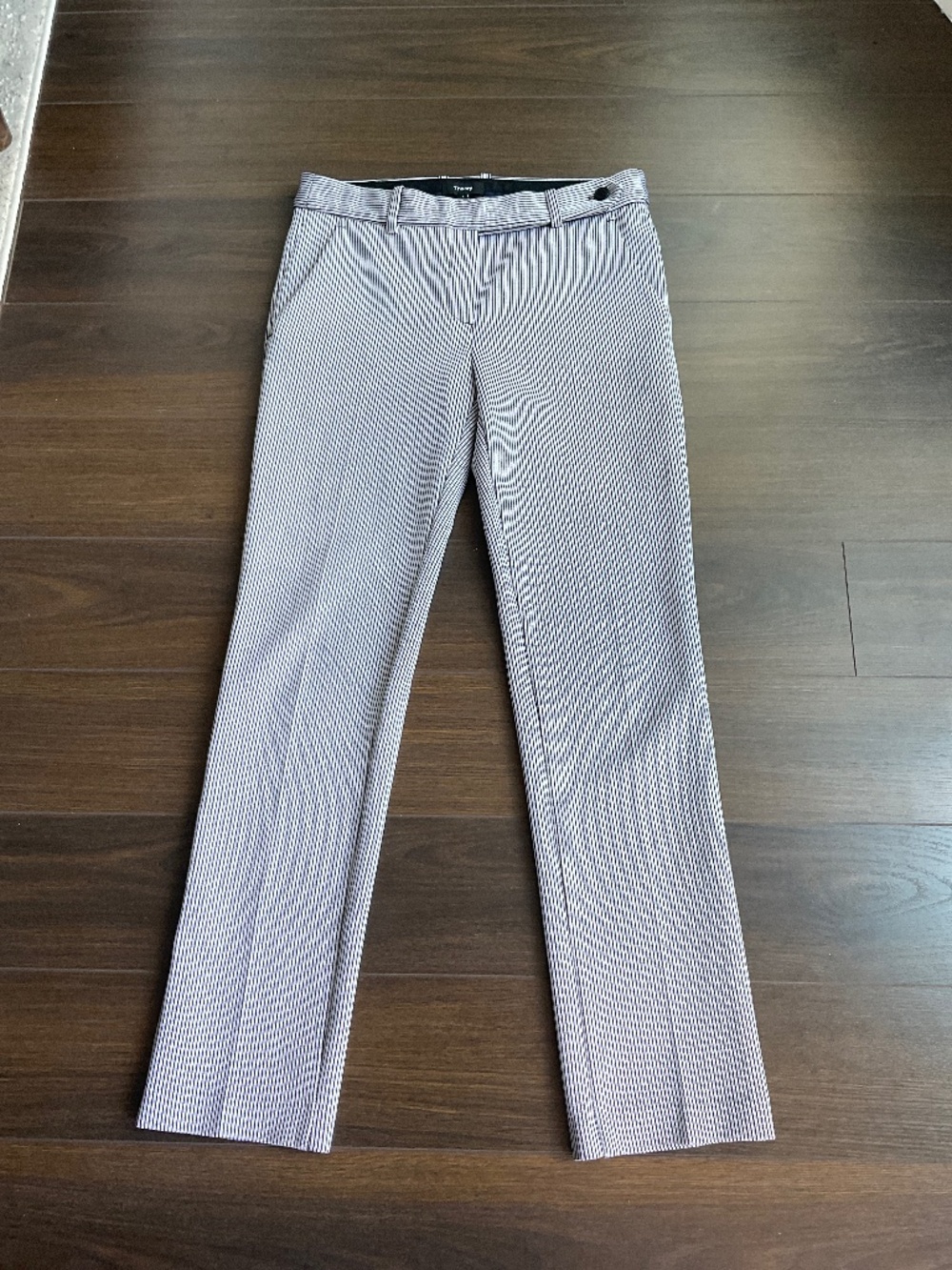 Theory Striped Straight Leg Stretch Pants